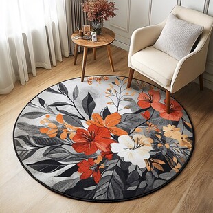 花卉图案圆形地毯装饰客厅