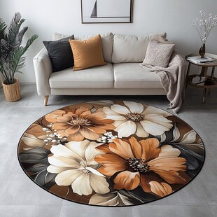 圆形花卉图案客厅装饰地毯
