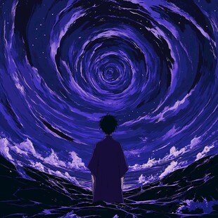 少年凝望星空漩涡奇景