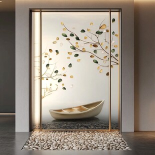 中式艺术玻璃屏风玄关装饰