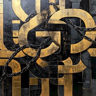 黑金链条交织抽象艺术图案