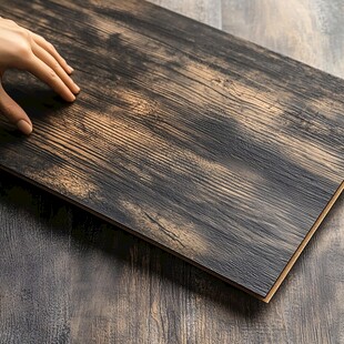 手触深色木纹地板板材