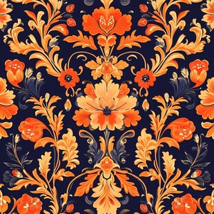 复古花卉无缝图案设计