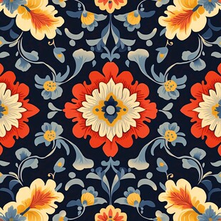 复古花卉图案精美无缝设计
