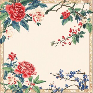 中式花卉边框图案设计