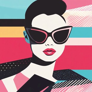 时尚墨镜女郎插画风格形象