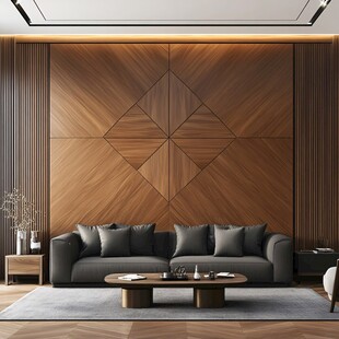 现代简约木质客厅沙发场景