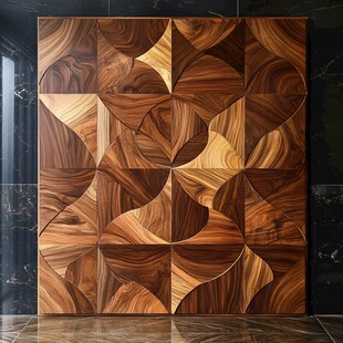 几何拼花木质艺术墙面