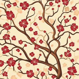 中式梅花枝图案背景图