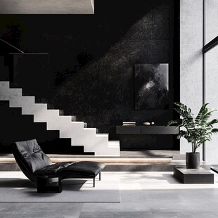 黑白极简风室内休憩空间