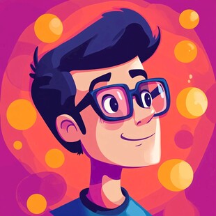 戴眼镜的快乐卡通男孩