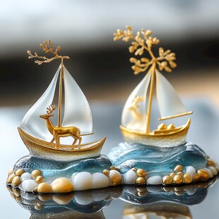 梦幻金船摆件 精致艺术风