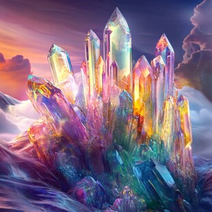 梦幻绚丽的多彩水晶景观