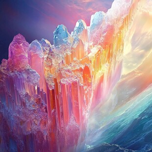 梦幻绚丽的彩色水晶山峰