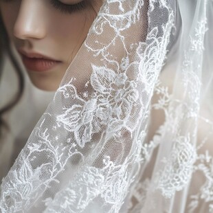 新娘蕾丝面纱特写