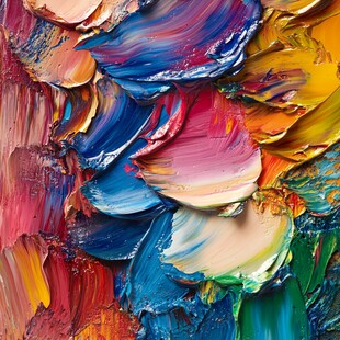 缤纷油画颜料纹理特写