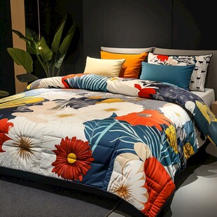 多彩花卉风床上用品展示