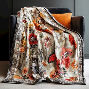 奢华花卉图案沙发盖毯