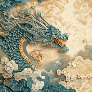 纸艺神龙傲游云海间