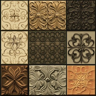 复古浮雕花纹图案集合