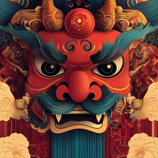 中式神兽面具 国风艺术设计