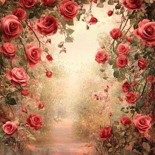 浪漫玫瑰拱门梦幻小径