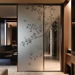 中式花纹玻璃隔断美宅一角