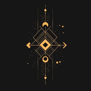 黑金几何抽象神秘装饰图案