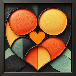 多彩心形立体装饰图案