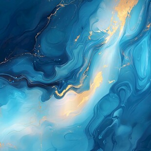蓝金流体艺术抽象背景图
