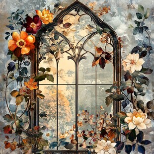 哥特风花饰窗户艺术图