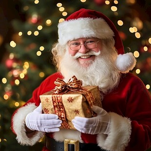 圣诞老人手持精美礼物
