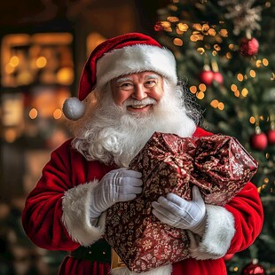 圣诞老人手持精美礼物