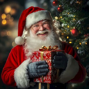 圣诞老人手持精美礼物