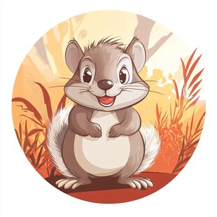可爱松鼠在秋日场景中