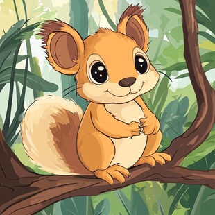 树枝上的可爱小松鼠