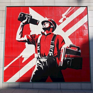 工人形象壁画 力量与专注