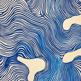蓝白波浪线条抽象图案