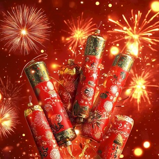 喜庆鞭炮配绚烂烟花