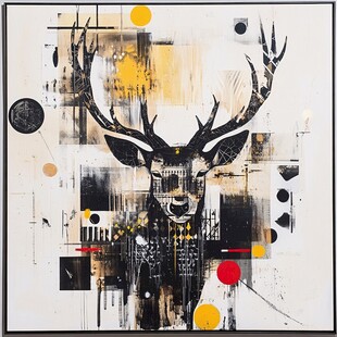 抽象风鹿头艺术装饰画