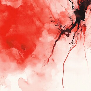红色水墨抽象艺术画作