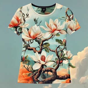 花卉印花短袖T恤