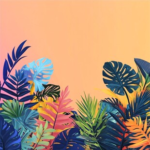 热带多彩植物背景图