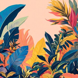 热带多彩植物花卉插画