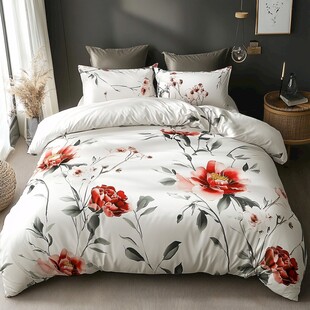 中式花卉风床上用品展示