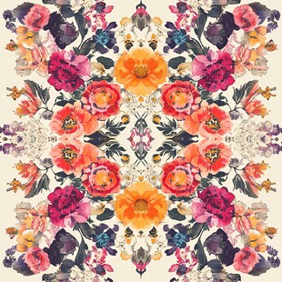 花卉对称图案精美设计