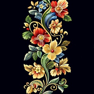 复古花卉刺绣图案设计