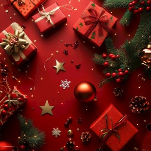 圣诞礼物与节日装饰场景