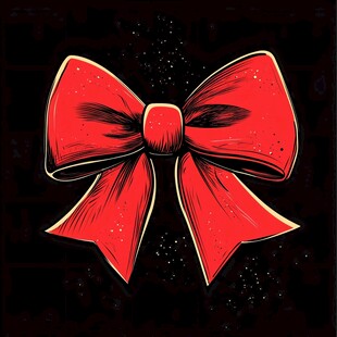 手绘红色精美蝴蝶结装饰
