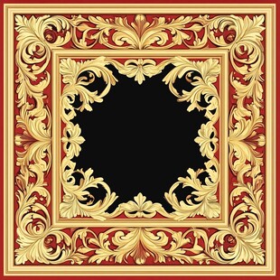 欧式金色雕花方形装饰图案